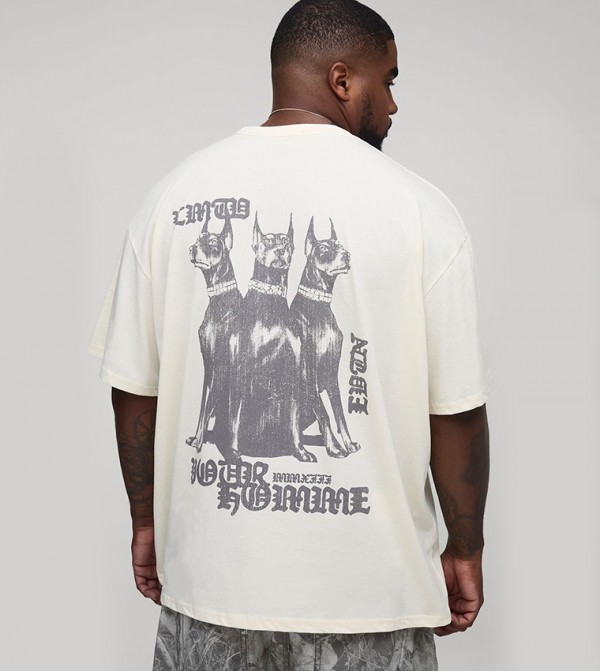 Pour Homme Canine Print Oversized T-Shirt
