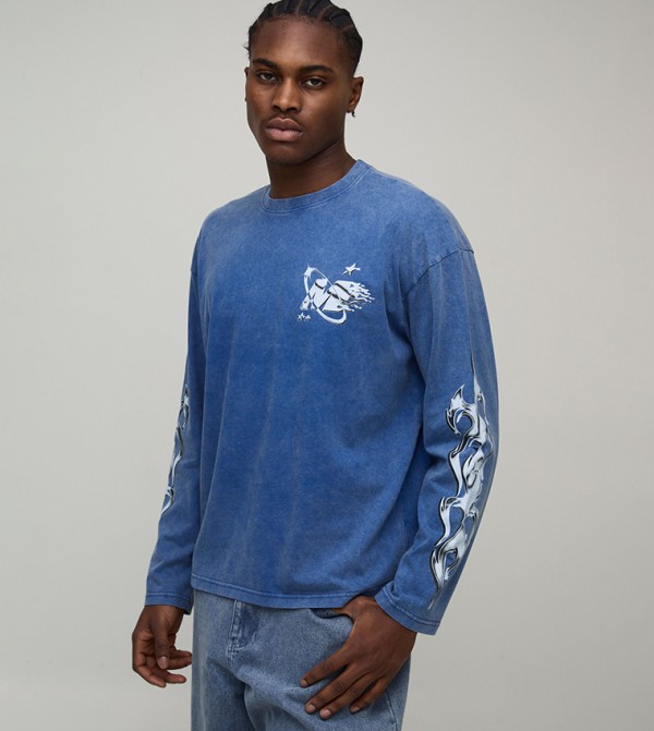 Sport Moto Graphic Long Sleeves Oversized T-Shirt