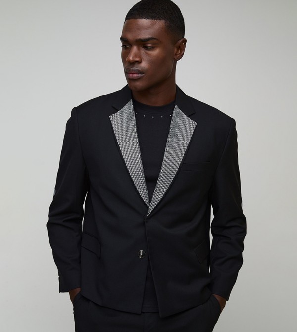 Rhinestone Embellished Oversized Blazer