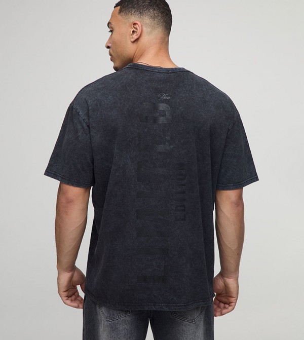 Limited Edition Text Washed Printed Oversized T-Shirt