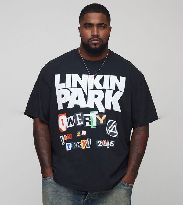 Plus & Tall Linkin Park Washed Print Oversized T-Shirt