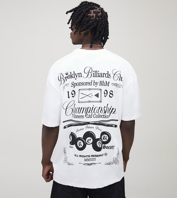 Tall Oversized Brooklyn Billiards Club Print T-Shirt