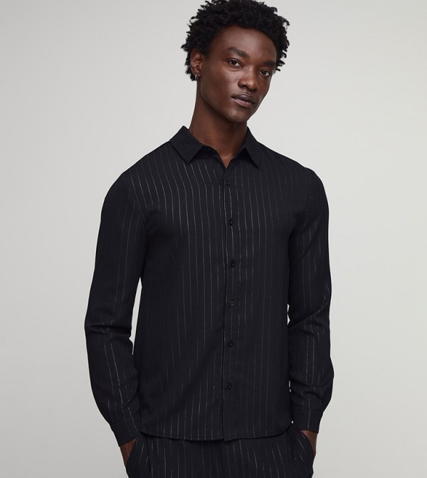 Striped Long Sleeves Shimmer Shirt