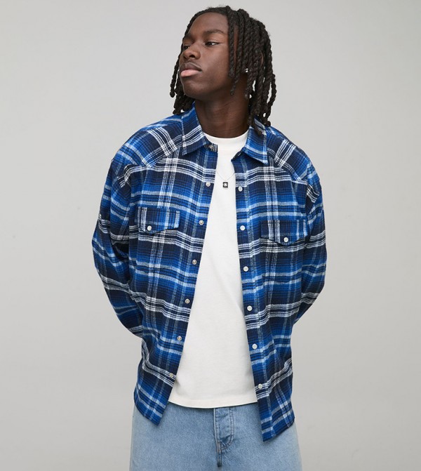 Plaid Flannel Western Long Sleeves Shirt