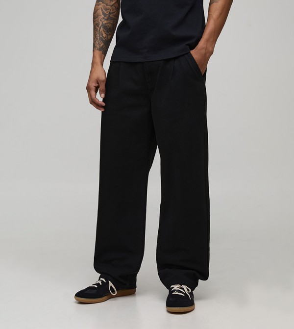 بنطلون مريح بخصر نصف مرن  