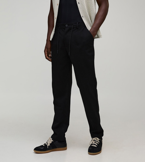 Textured Tapered Fit Trousers