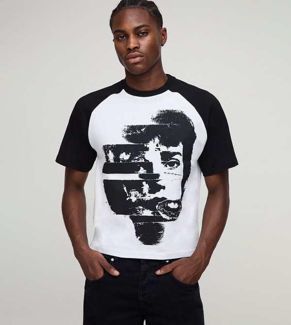 Shrunken Print Boxy Fit Short Sleeves T-Shirt