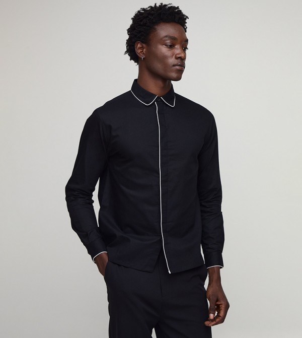 Contrast Tipping Regular Fit Long Sleeves Shirt