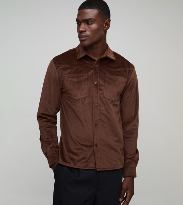 قميص مخمل كم طويل 