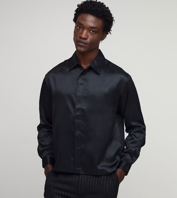 Satin Long Sleeves Boxy Shirt