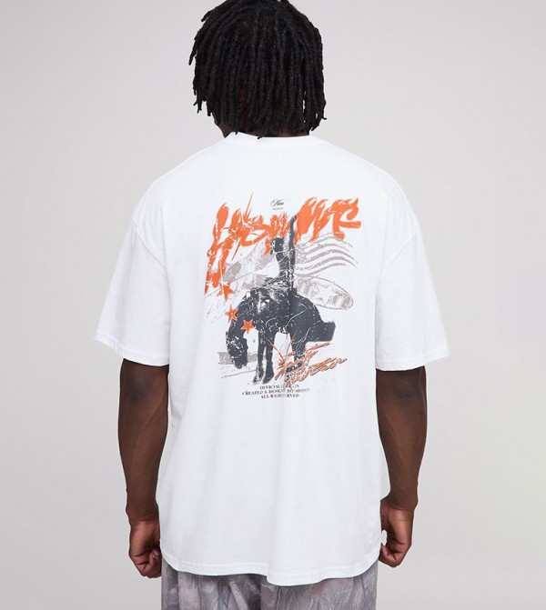 Tall Homme Western Print Oversized T-Shirt
