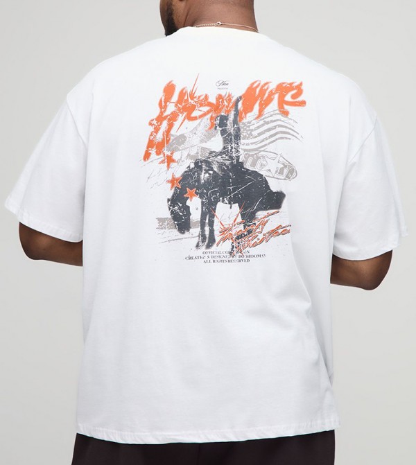 Plus & Tall Oversized Homme Western Printed T-Shirt