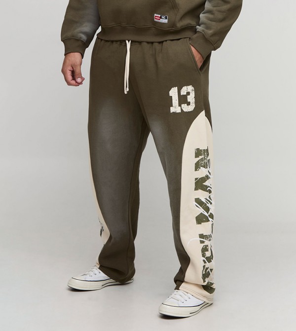 Panel Spray Wash 13 Print Baggy Fit Sweatpants