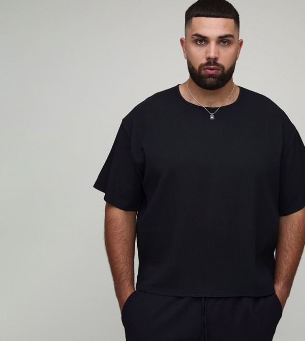 Pleated Short Sleeves Oversized T-Shirt