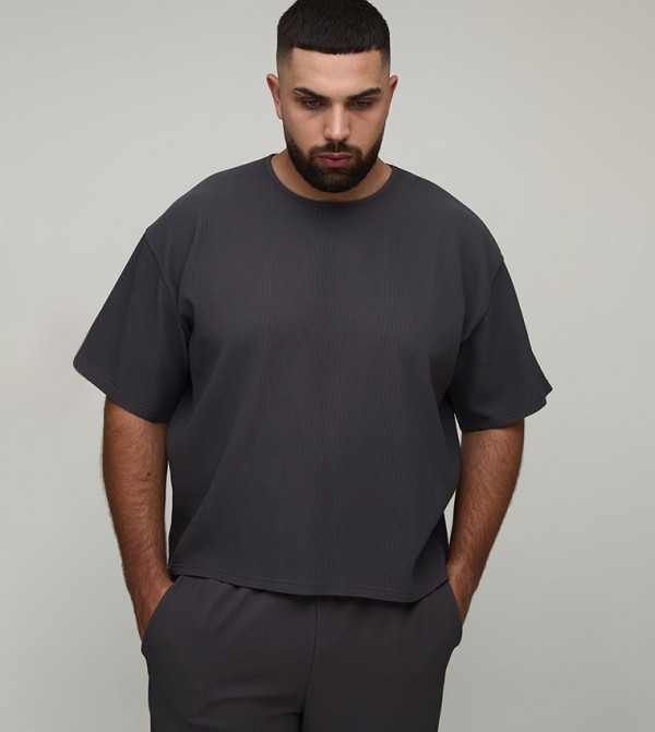 Pleated Short Sleeves Oversized T-Shirt