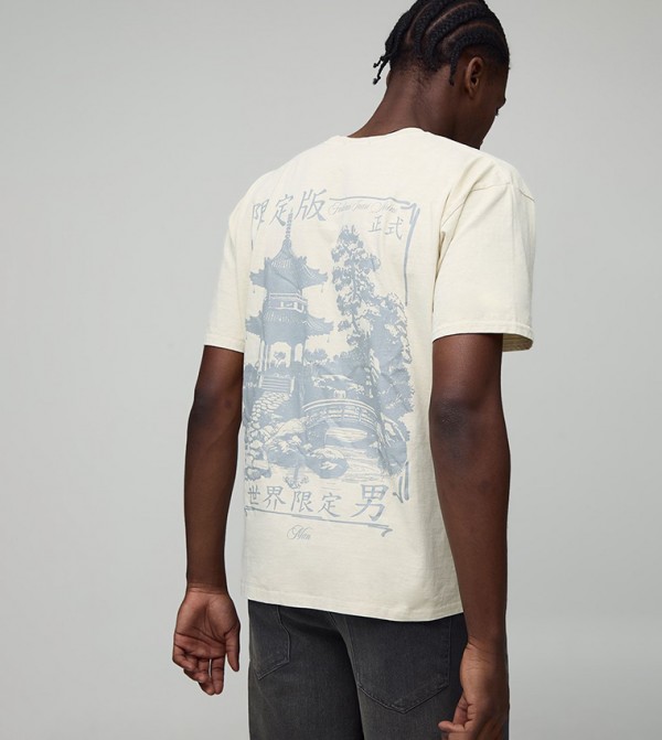 Washed Stencil Landscape Print T-Shirt