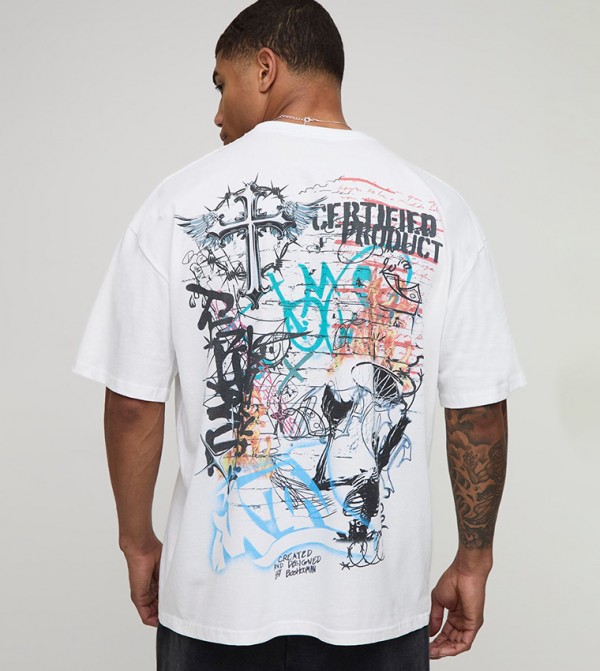 Cross Graffiti Oversized T-Shirt