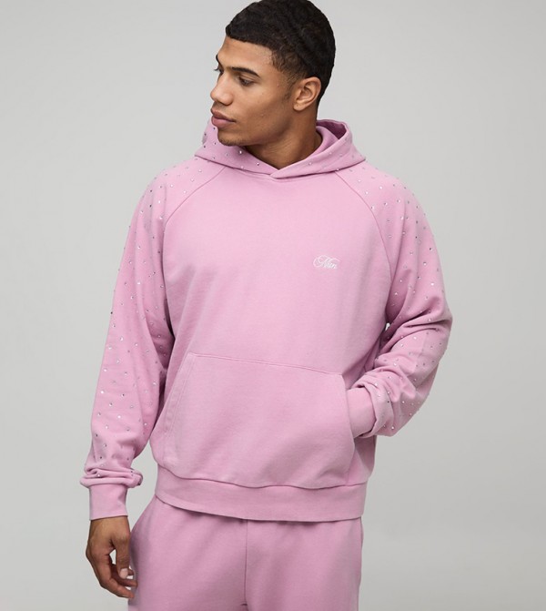 Rhinestone Washed Oversized Hoodie