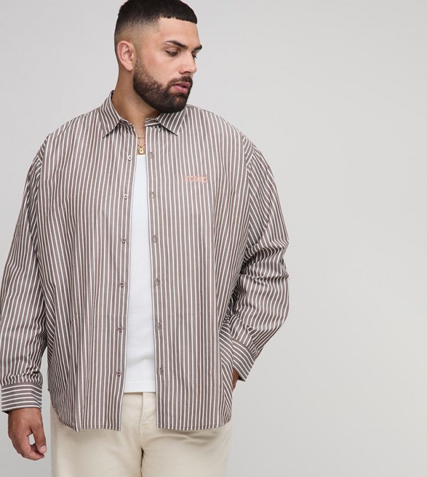 Plus & Tall Poplin Stripe Super Oversized Shirt