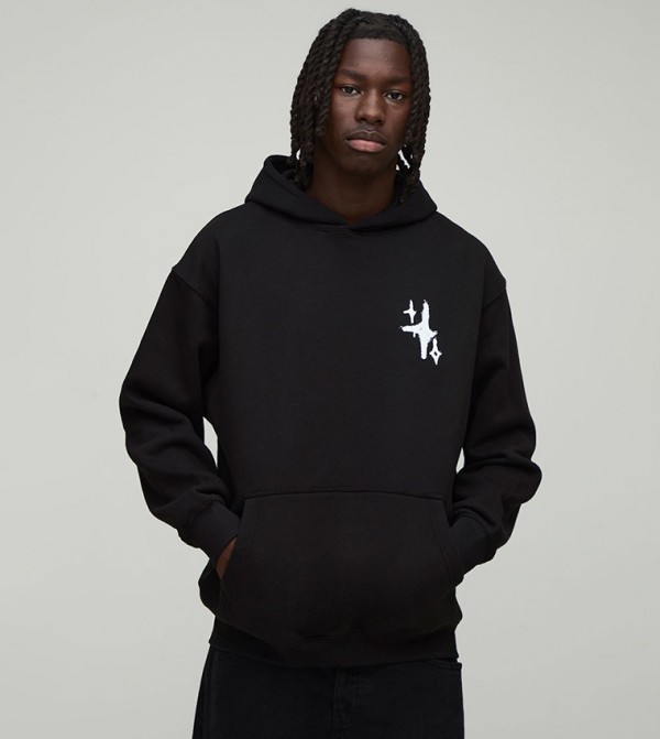 Graffiti Spray Cross Graphic Oversized Hoodie