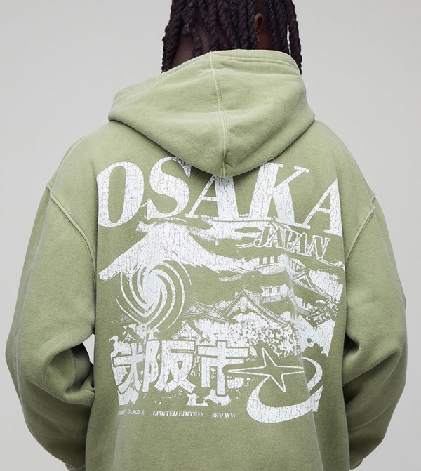 Washed Osaka Printed Oversized Hoodie