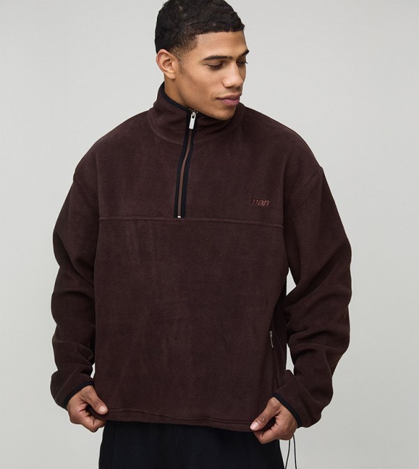 Polar Fleece Funnel Neck Oversized Sweatshirt