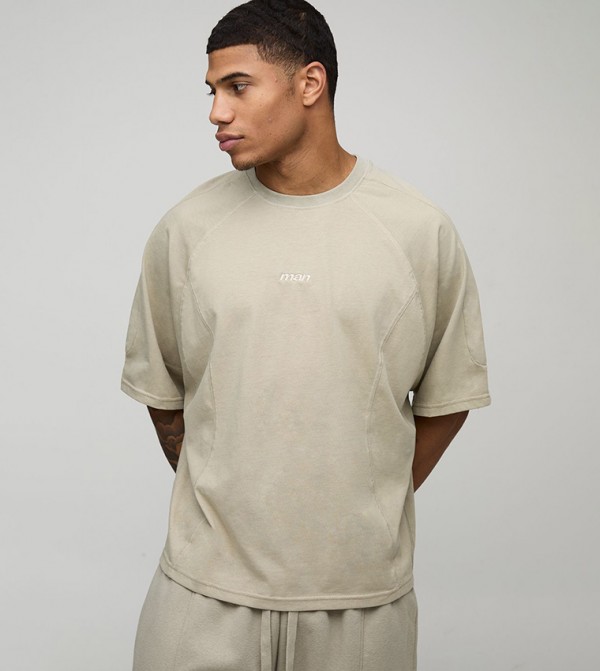 Extreme Oversized Heavyweight Embroidery Detail T-Shirt