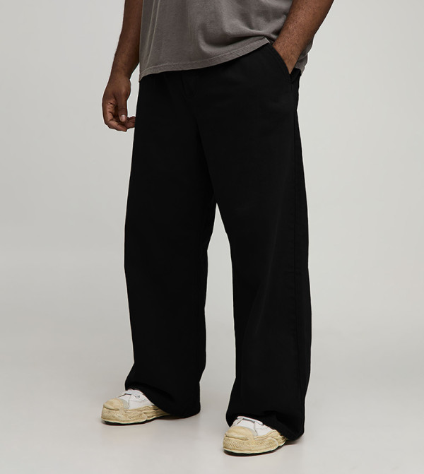 Half & Half Waistband Washed Twill Trousers