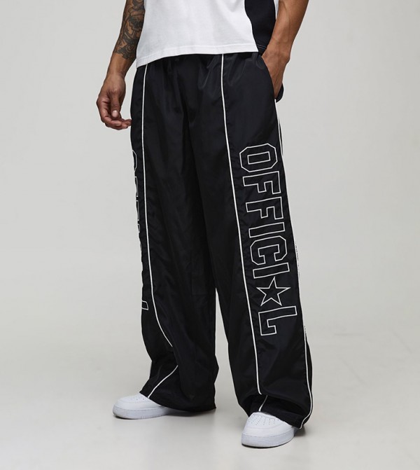 Official Piping Detail Nylon Oversized Trousers