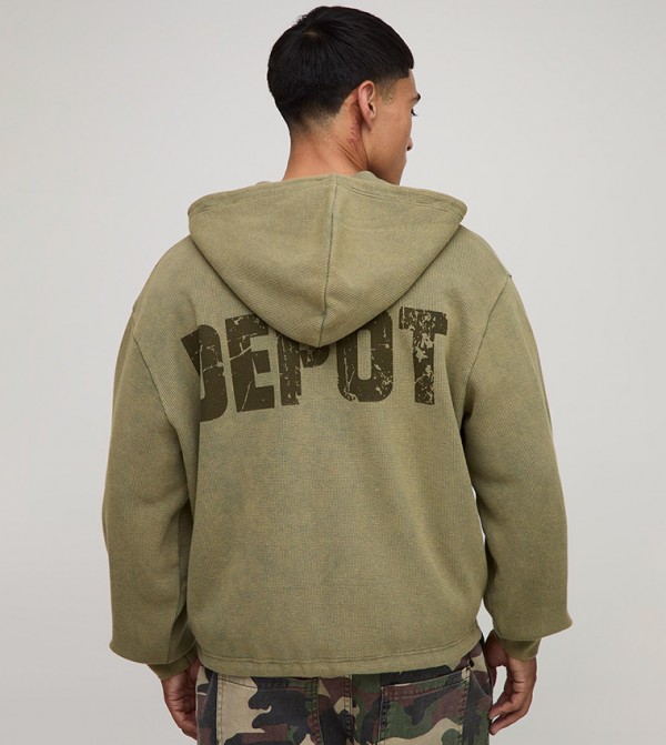 Heavyweight Depot Zip-Through Oversized Hooded Jacket