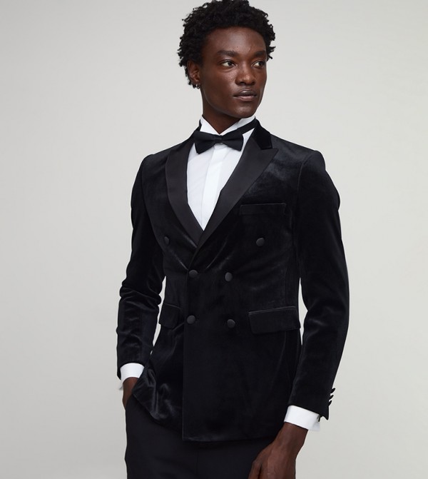 Velvet Double Breasted Tuxedo Blazer