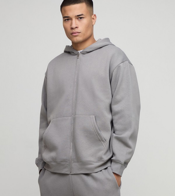 Zip Through Oversized Hooded Jacket