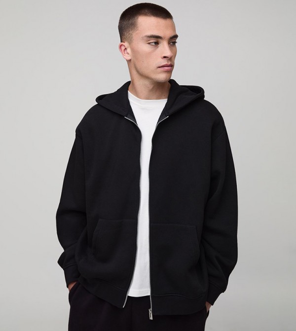 Zip Through Oversized Hooded Jacket