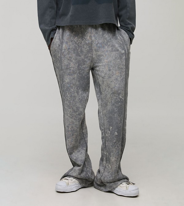 Washed Split Hem Raw Edge Sweatpants