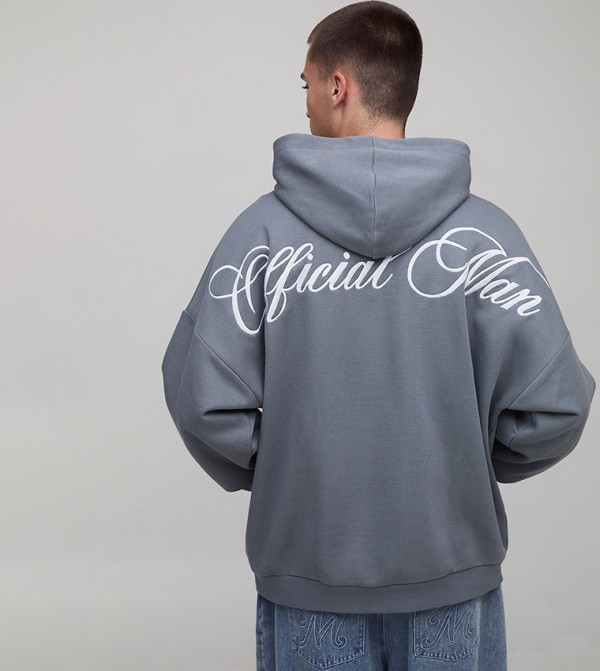 Embroidered Official Print Oversized Hoodie