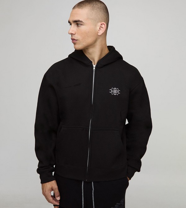 M Star Printed Zip Through Oversized Hooded Jacket