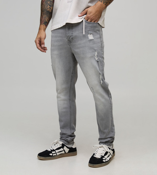 Skinny Stretch Distressed Ripped Washed Jeans