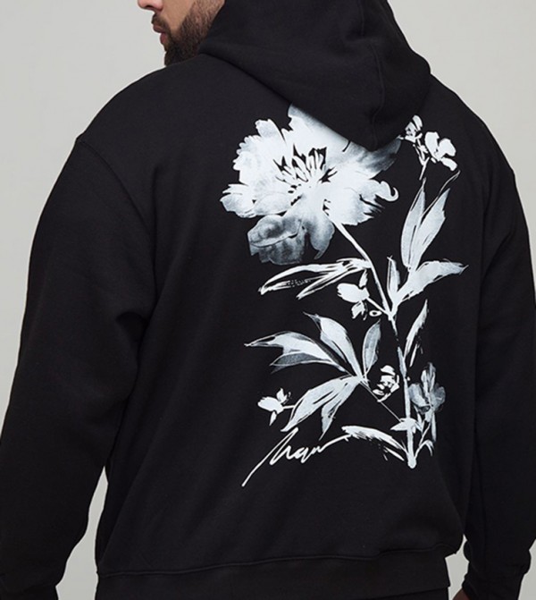 Plus & Tall Oversized Floral Print Hoodie