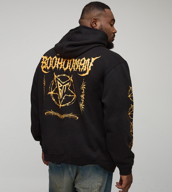 Plus & Tall Oversized Gothic Man Print Hoodie