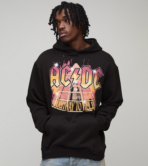 Tall Acdc Highway To Hell License Oversized Hoodie