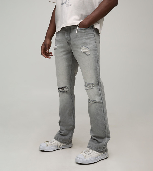 Ripped Slim Fit Flared Jeans