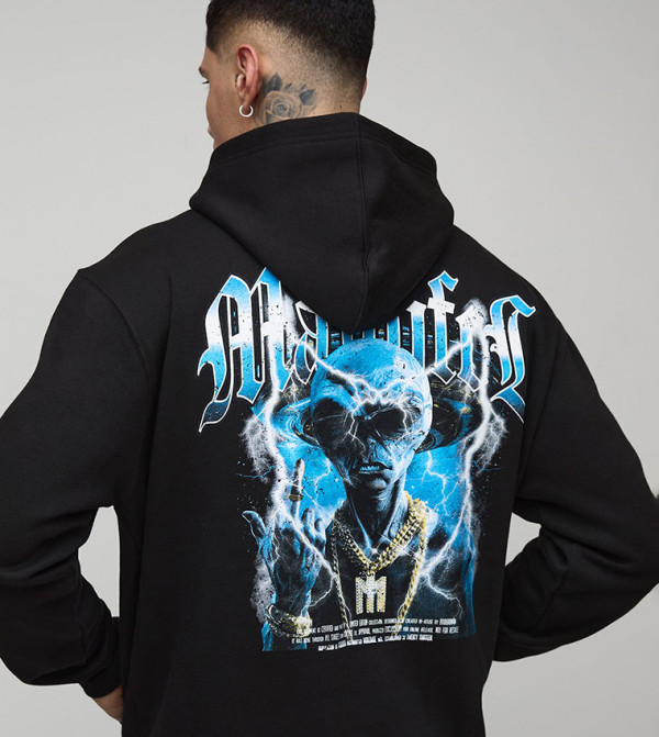 هودي اوفرسايز بطبعة للمقاسات الطويلة