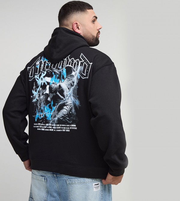 Plus & Tall Oversized Gothic Renaissance Rhinestone Graphic Hoodie