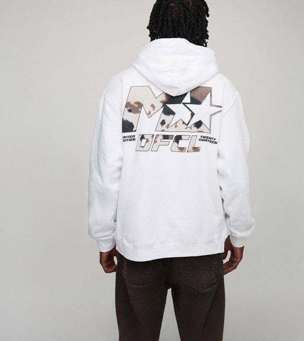 Tall Oversized M-Star Cow Print Hoodie