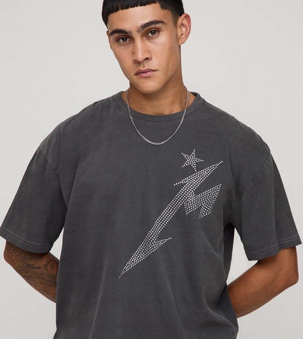 Rhinestone Lightening Oversized T-Shirt