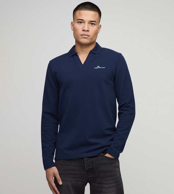 BM Signature Embroidered Long Sleeves Polo T-Shirt