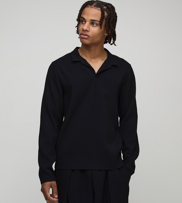 Slim Fit BM Signature Embroidered Long Sleeves Polo T-Shirt