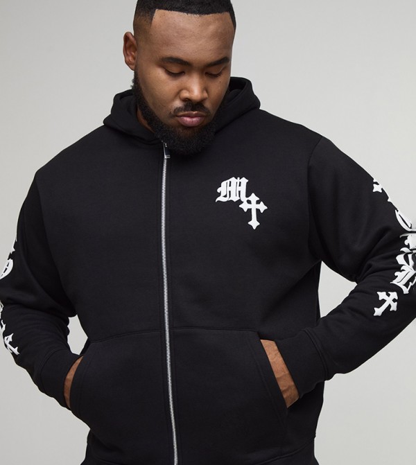 جاكيت بطبعة وسحاب وهودي 