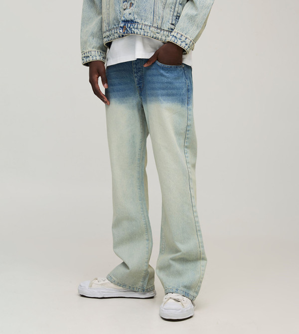 Washed Straight Fit Flared Jeans