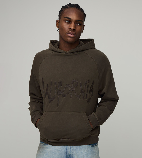 Washed Embroidered Loopback Oversized Hoodie